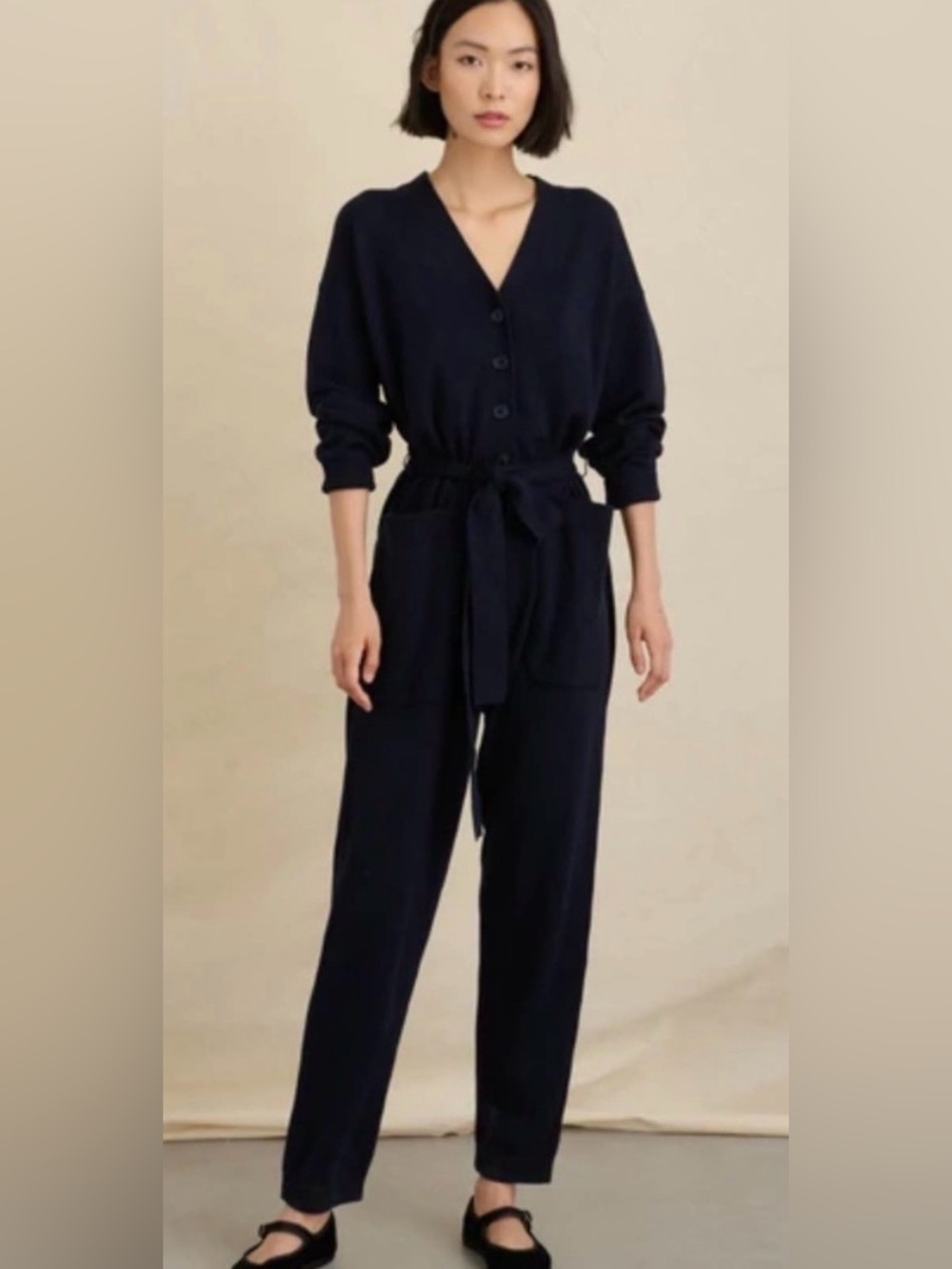 NWOT Alex Mill Sweater Jumpsuit in Navy Blue Knit Wool Blend Size US Small